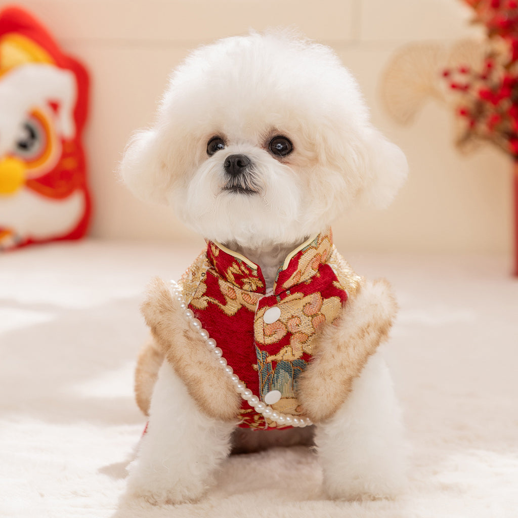 CNY Floral Brocade Tang Vest featured