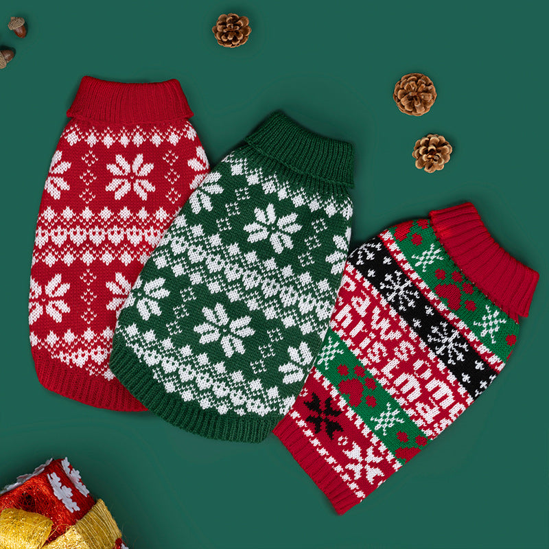 Snowflake Knit Pet Sweater featured