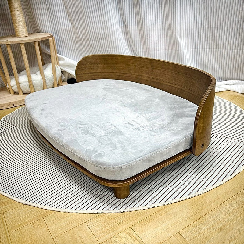Curved-U solid wood pet sofa