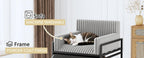 Elevated pet sofa features: machine-washable cushion and powder-coated frame