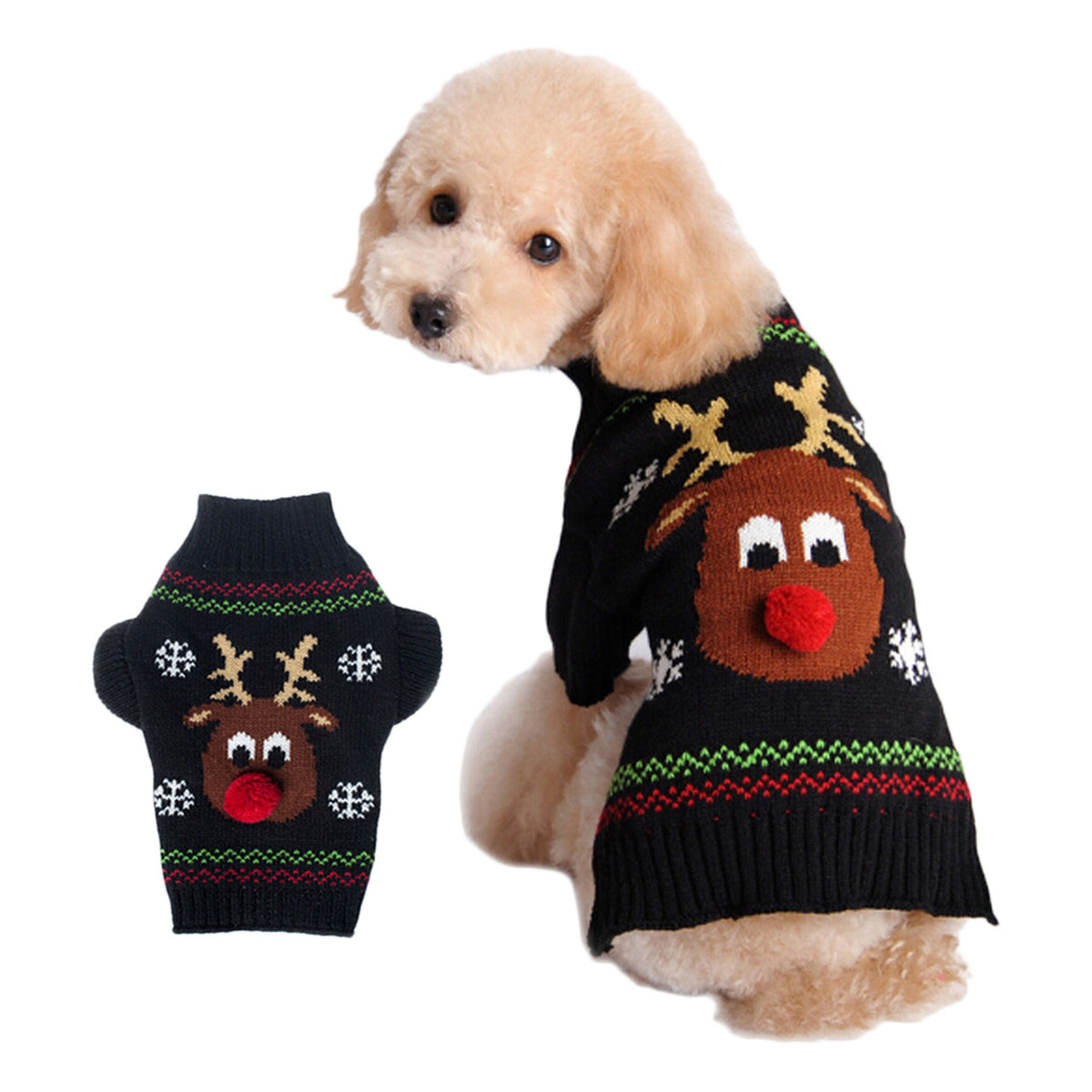 Red-Nose Reindeer Knit Pet Sweater gallery 2