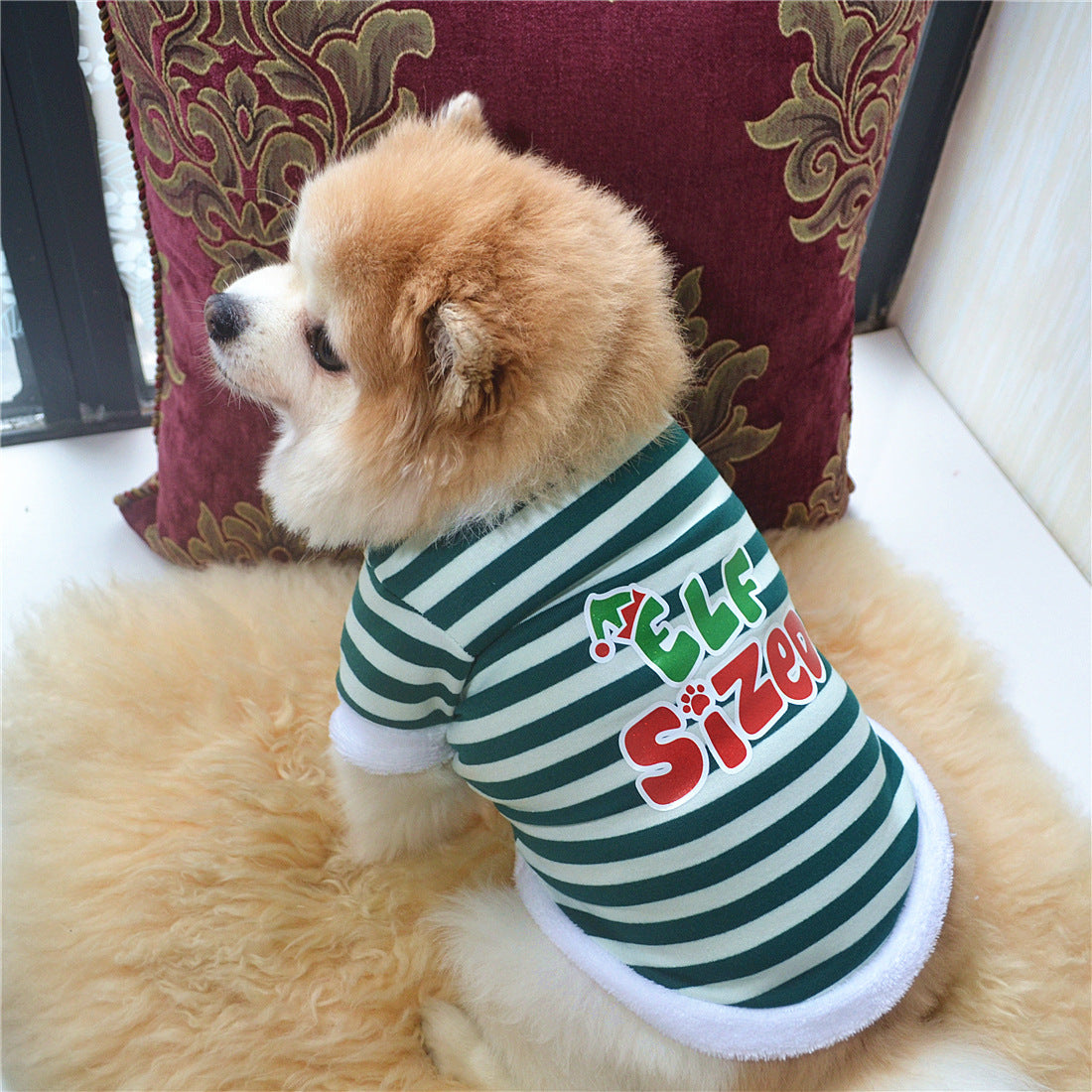 Christmas striped fleece pet sweater