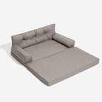 Cognac brown faux leather orthopedic pet sofa bed, studio view