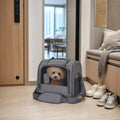 Breathable shoulder cat carrier in home entry — PawLab
