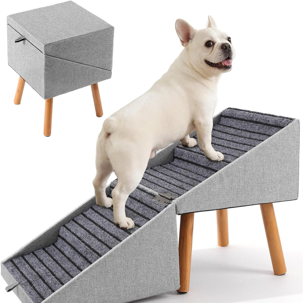 Wood stool pet ramp — convertible 2-in-1