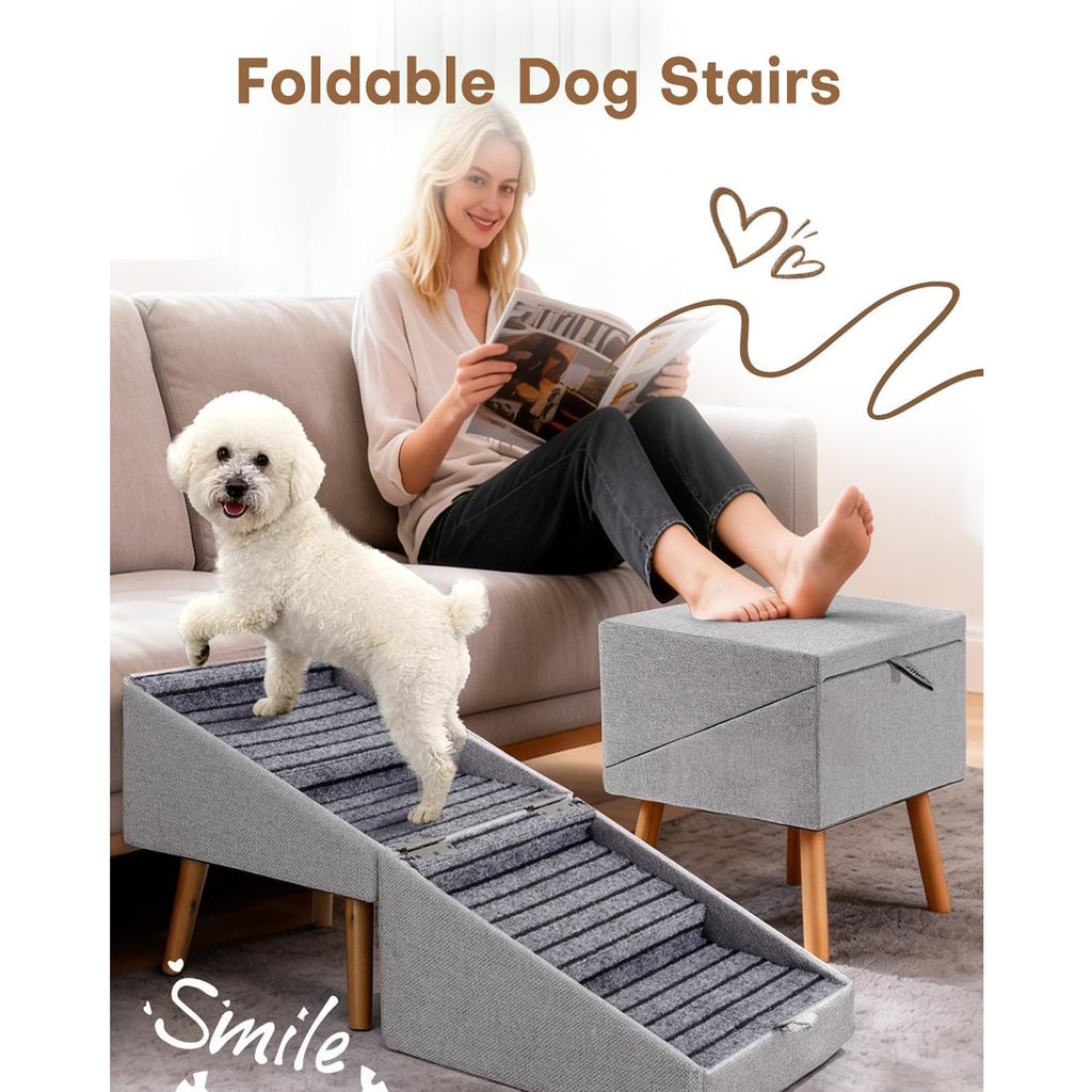 Wood stool pet ramp — convertible 2-in-1
