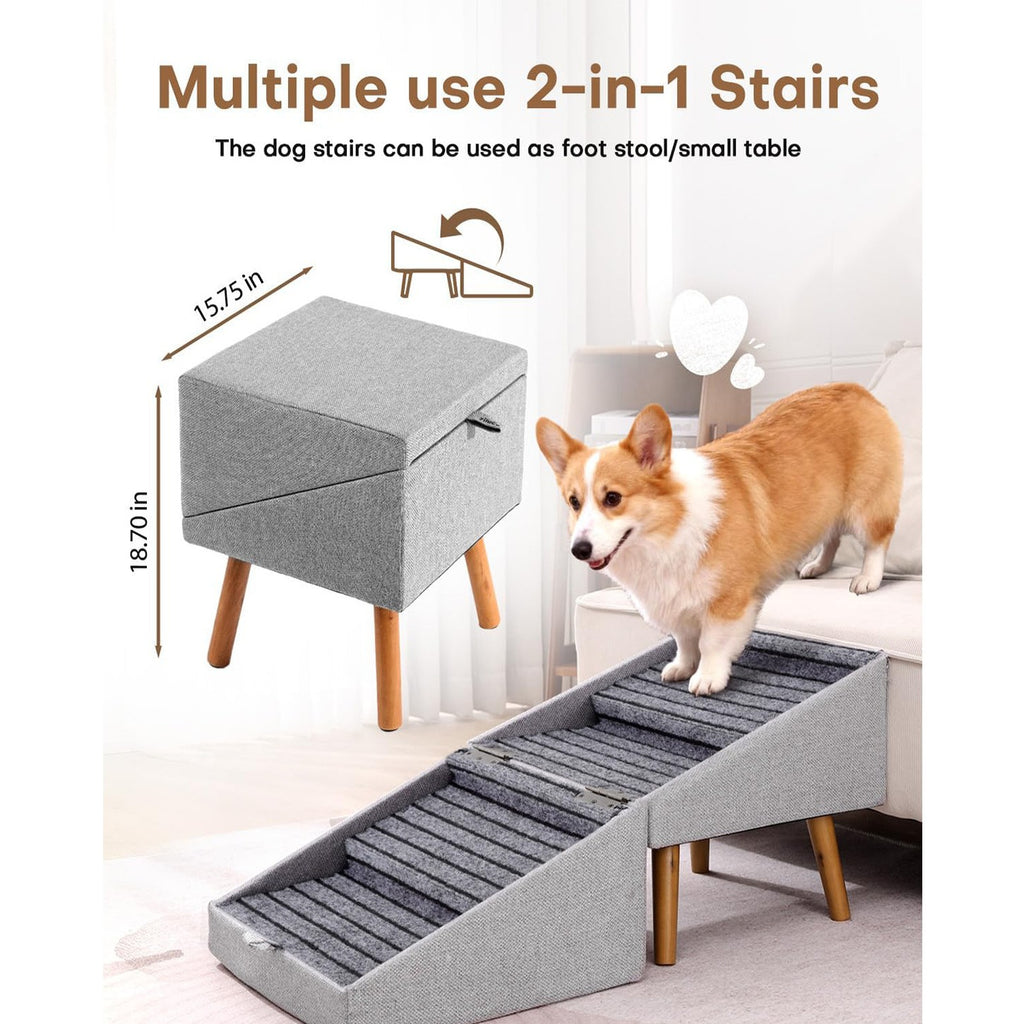 Wood stool pet ramp — convertible 2-in-1