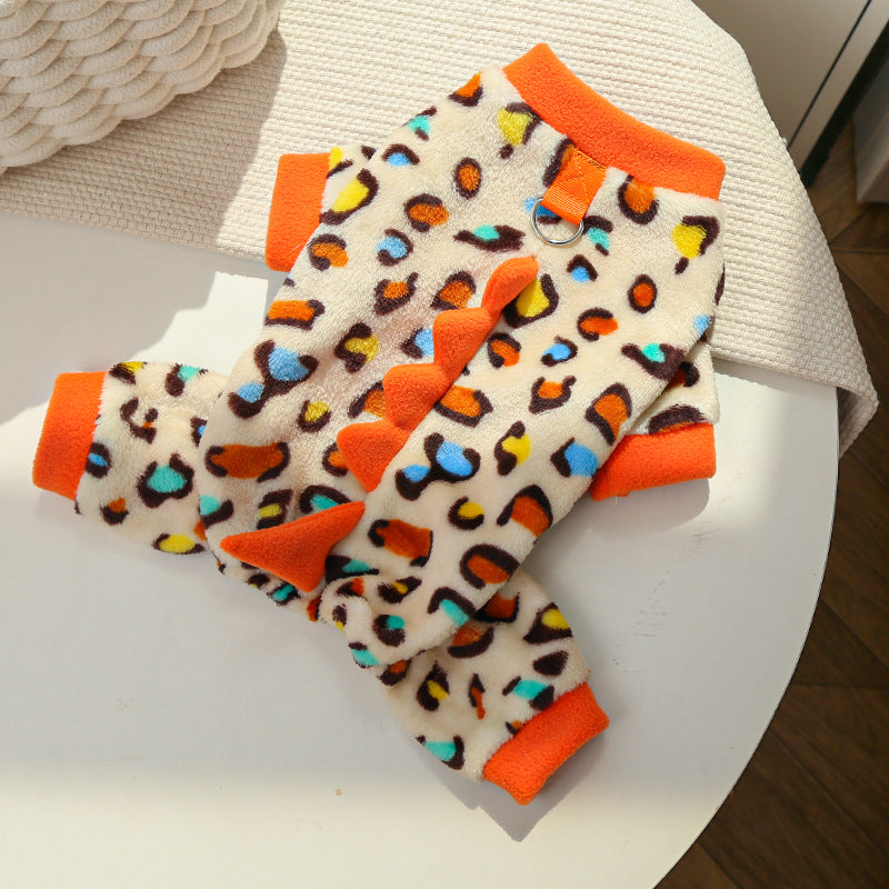 Pet Dino Onesie — Orange Leopard Dino