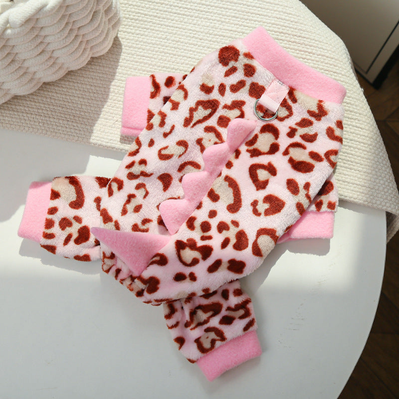 Pet Dino Onesie — Pink Leopard Dino