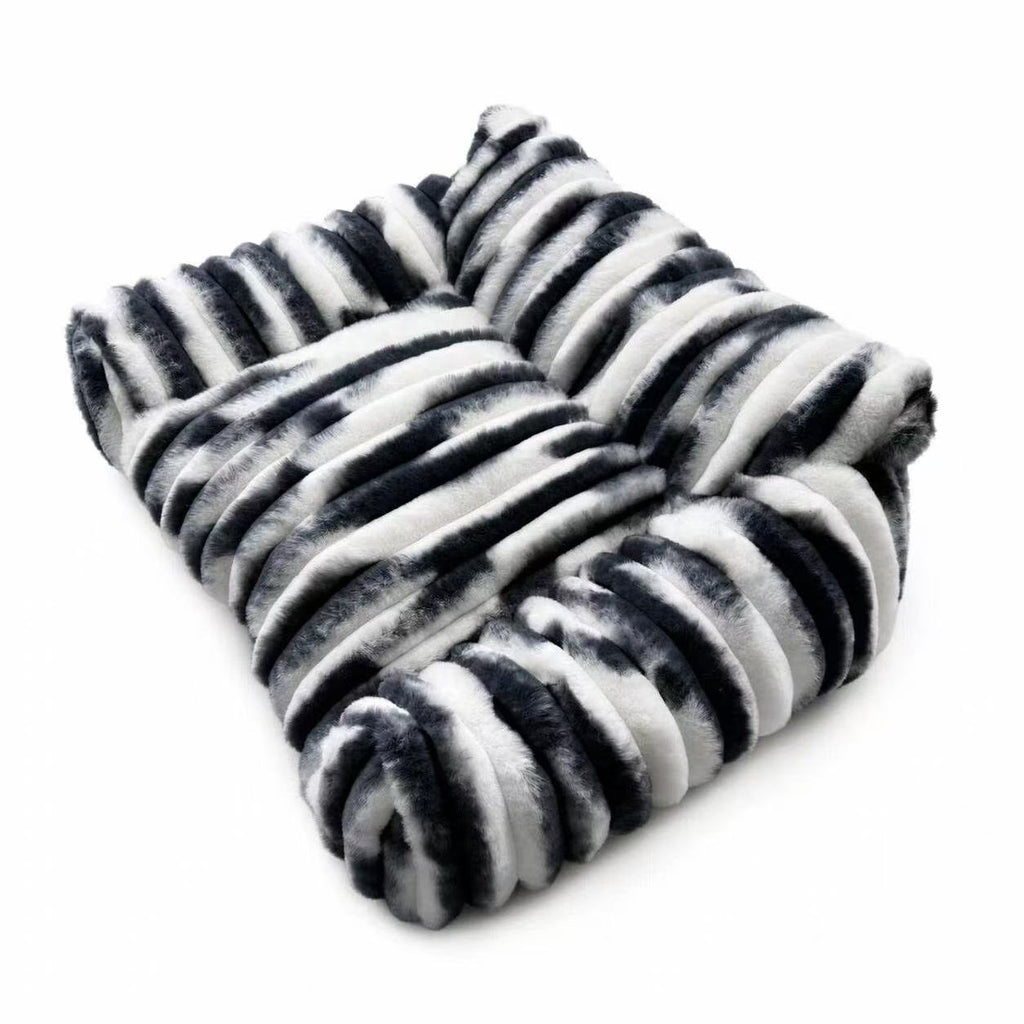 PawLab striped lambswool sofa bed, colour Black & White