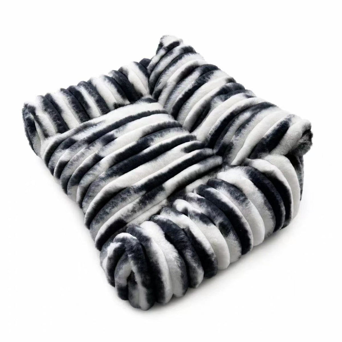 PawLab striped lambswool sofa bed, colour Black & White