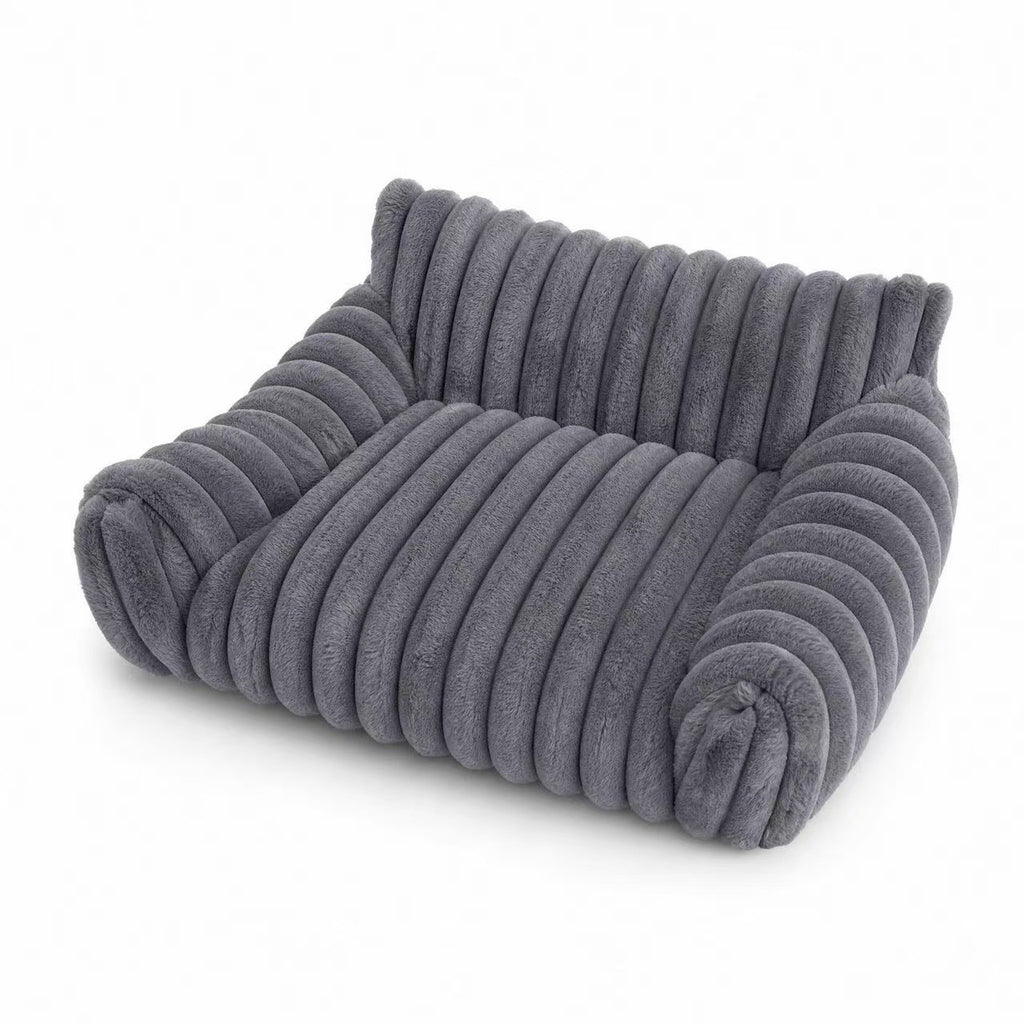 Striped Faux Lambswool Pet Sofa Bed 4