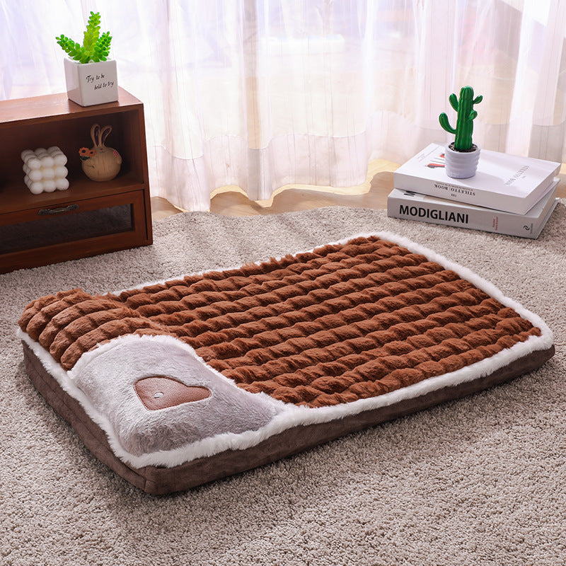 Thickened Washable Pet Pillow Bed — Coffee