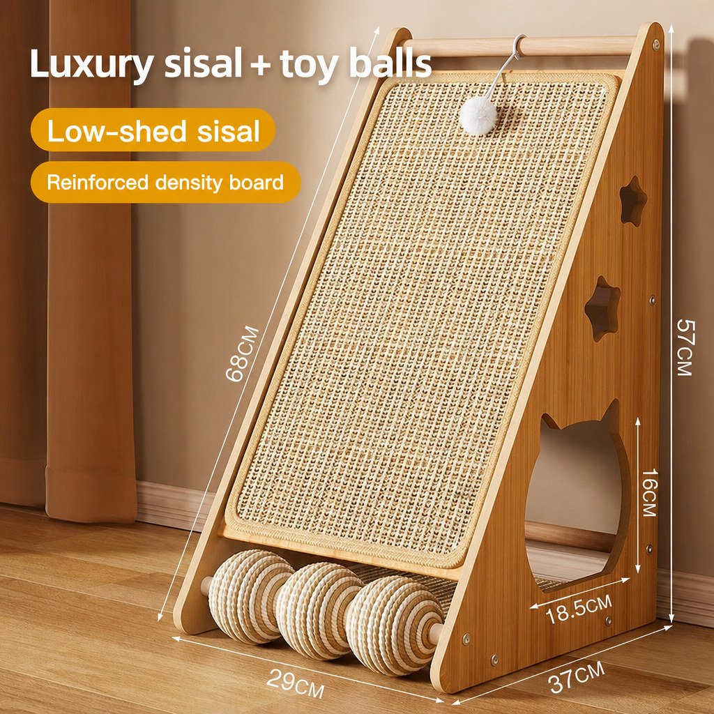 Luxury sisal + toy balls — dimensions — PawLab