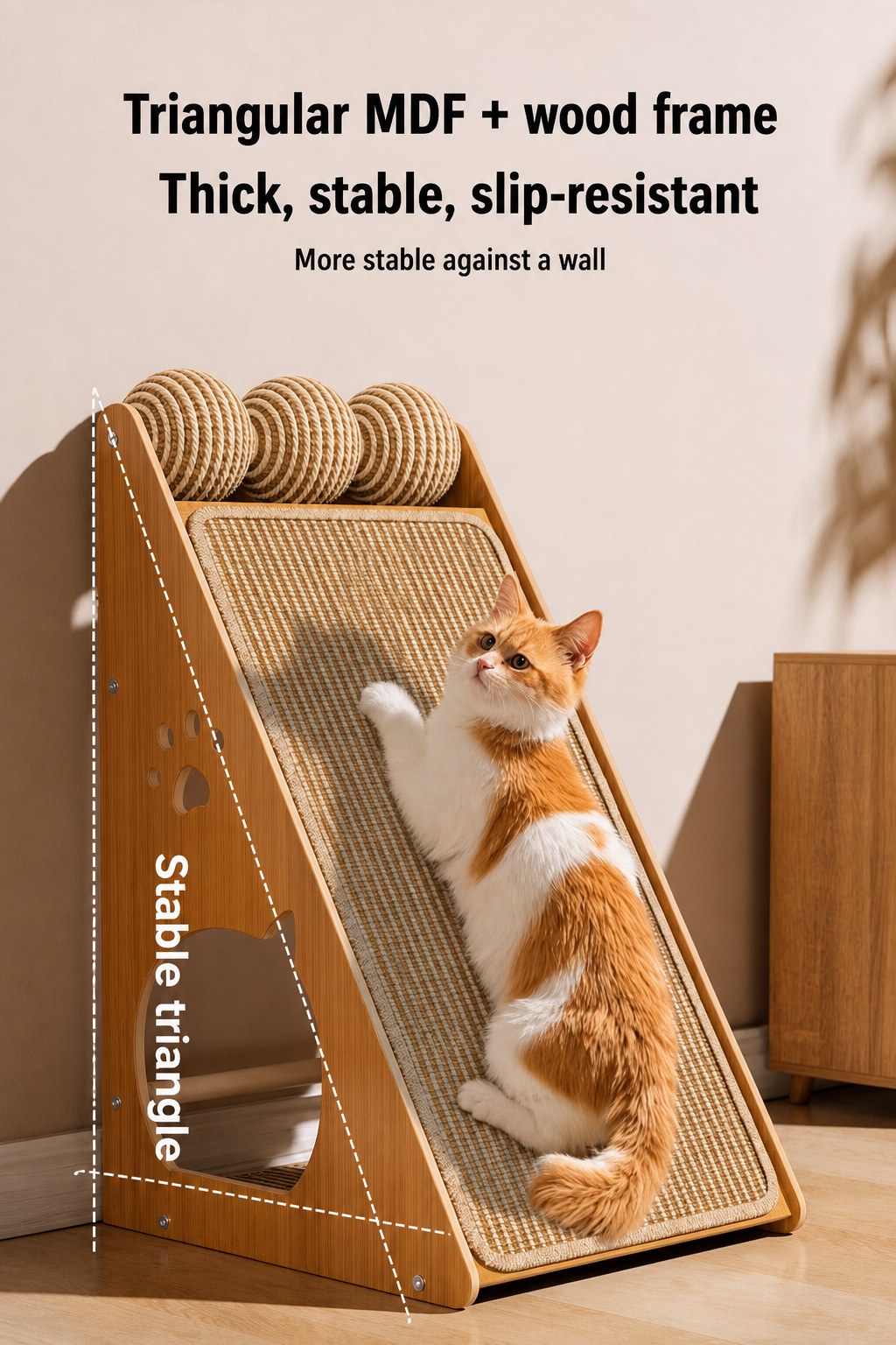 Triangular MDF wood frame — stable structure — PawLab
