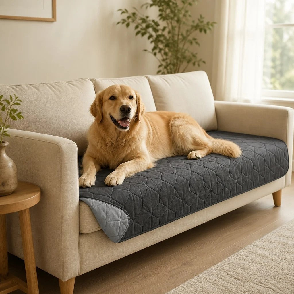 Dark Gray + Light Gray — waterproof couch mat on sofa — PawLab