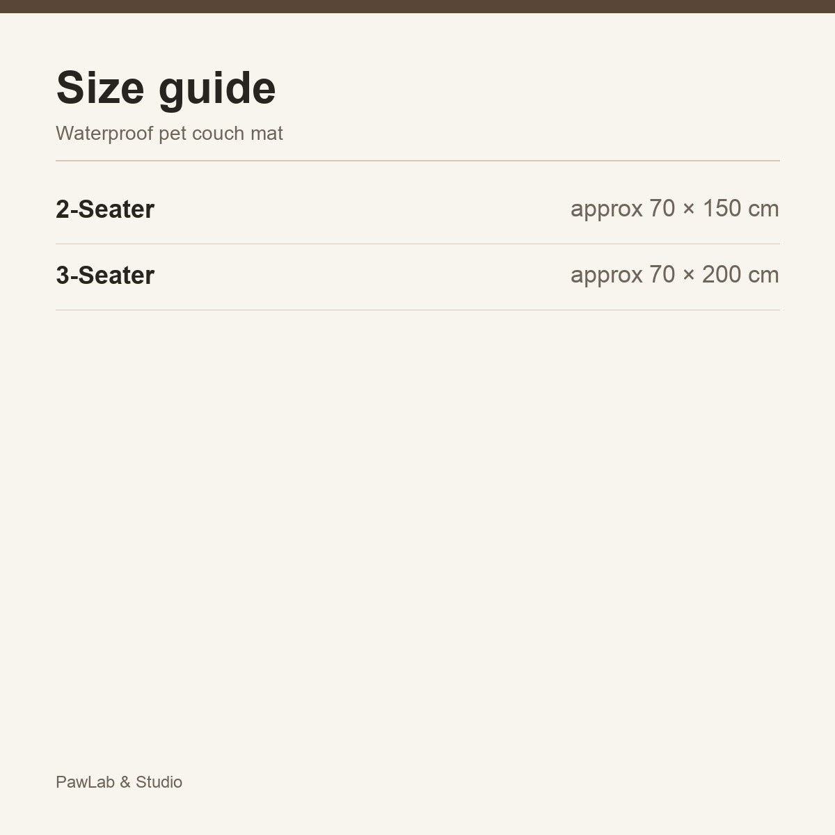 Size guide — 2-Seater / 3-Seater couch mat — PawLab