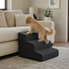 Charcoal washable pet stairs with dog — PawLab