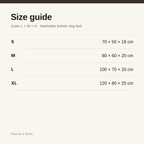 Size guide — S/M/L/XL bolster dog bed (outer L×W×H) — PawLab