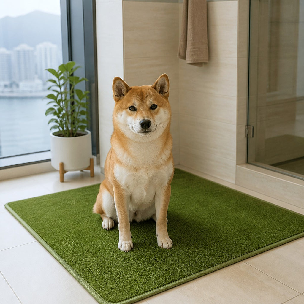 Washable artificial grass potty mat in home — PawLab lifestyle