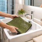 Rinsing washable grass potty mat — PawLab