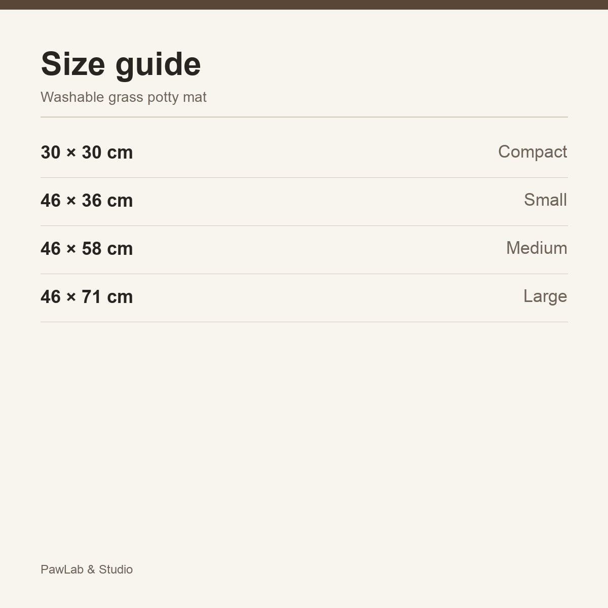 Size guide — potty mat sizes — PawLab