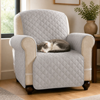 Grey quilted armchair protector with pet — PawLab