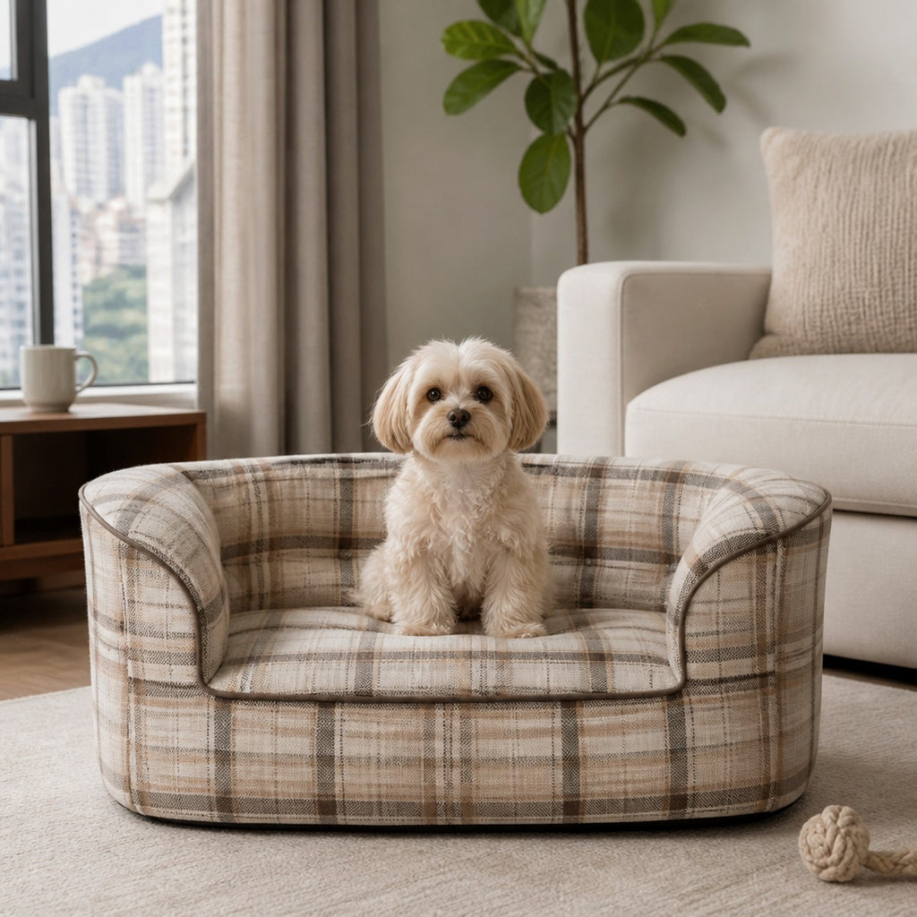 Washable Plaid Sofa Pet Bed — w4-01-03-scale — PawLab lifestyle