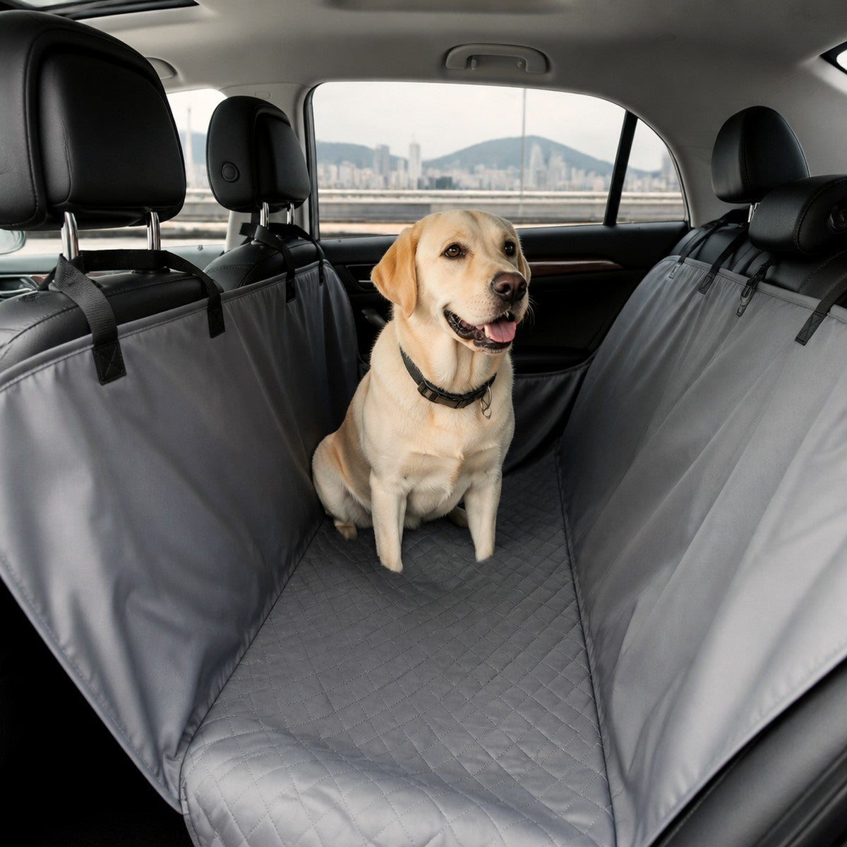 Waterproof Rear-Seat Car Hammock — w4-02-02-grey — PawLab lifestyle
