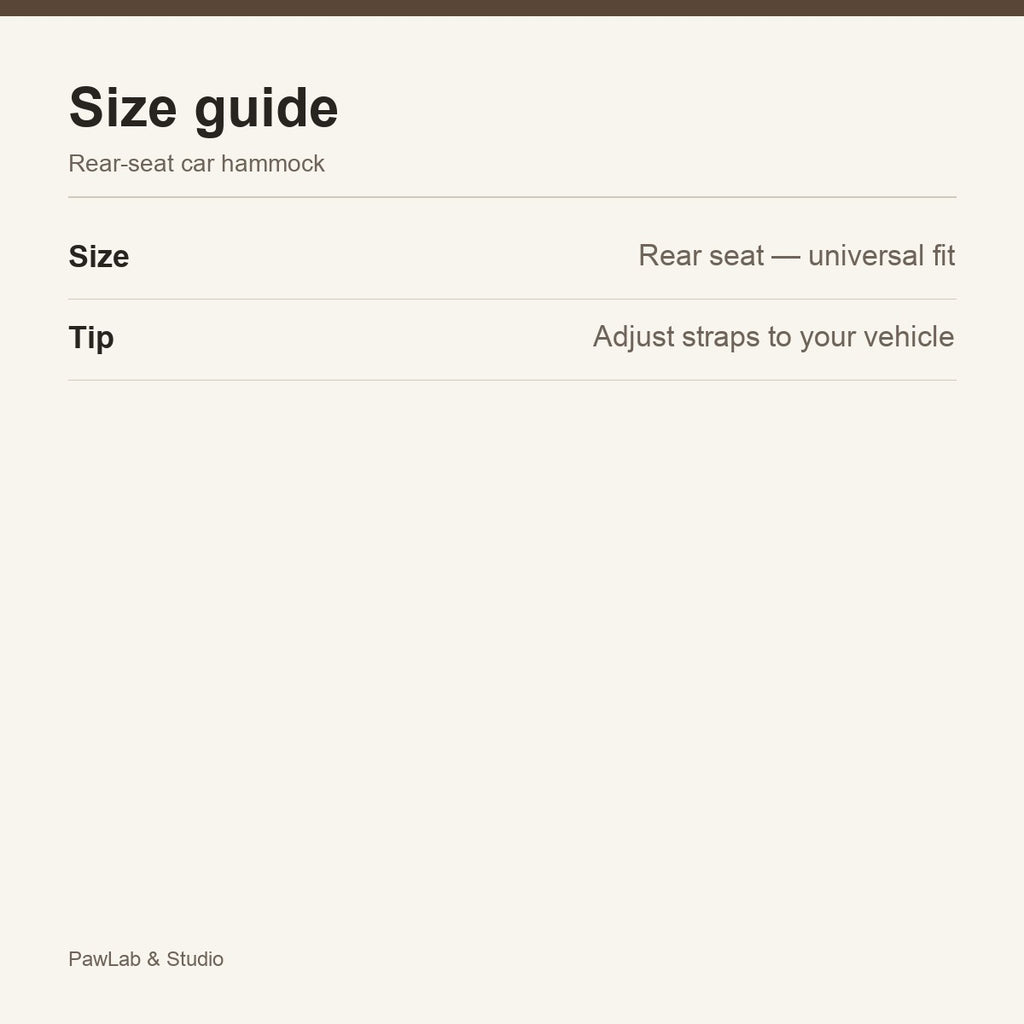 Size guide — Rear seat universal — PawLab