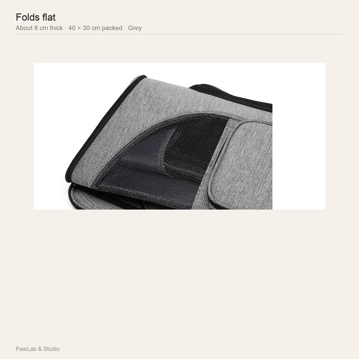 Folds flat — about 8 cm thick — PawLab