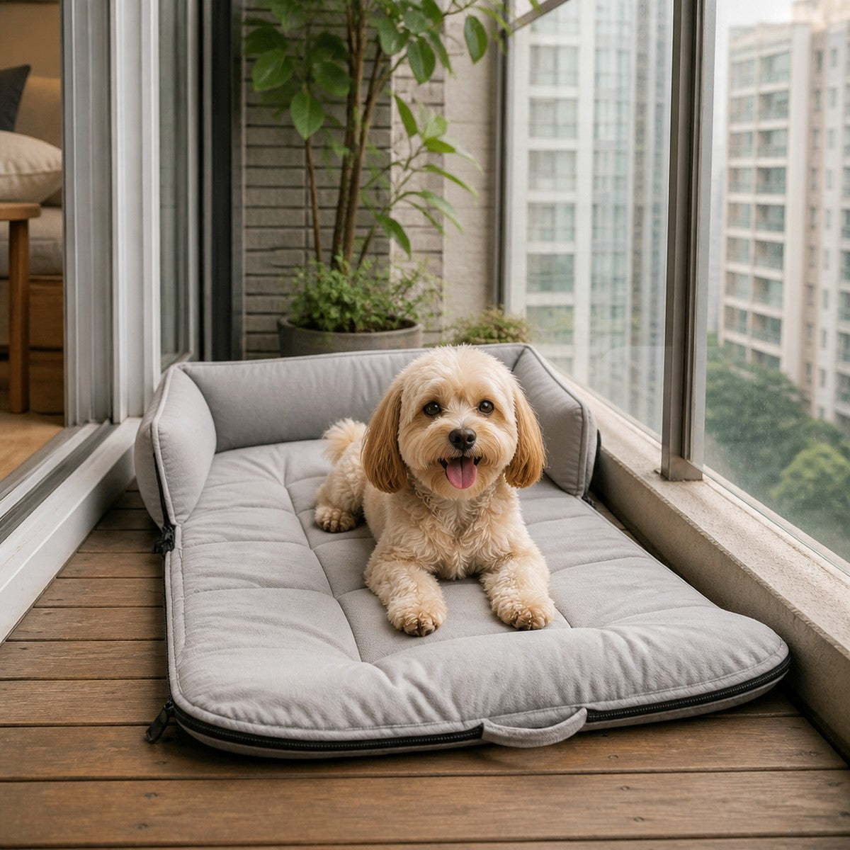 Zip-Fold Travel Pet Bed — w4-04-02-open — PawLab lifestyle