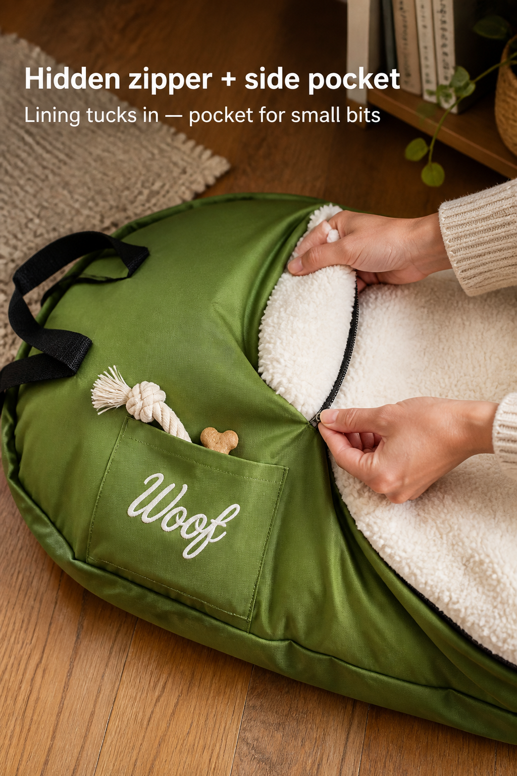 Hidden zipper and side pocket — PawLab