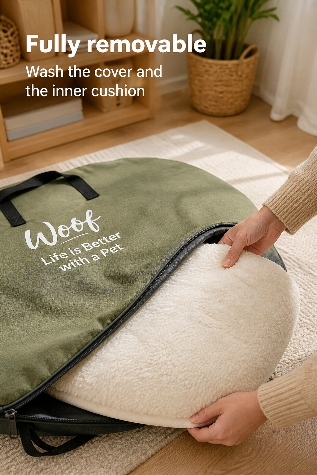Fully removable — wash cover and cushion — PawLab