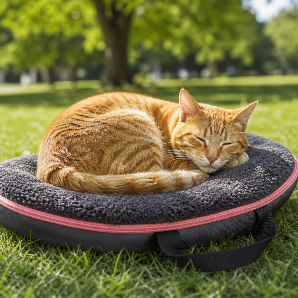 Grey — zip-fold oval travel pad — PawLab