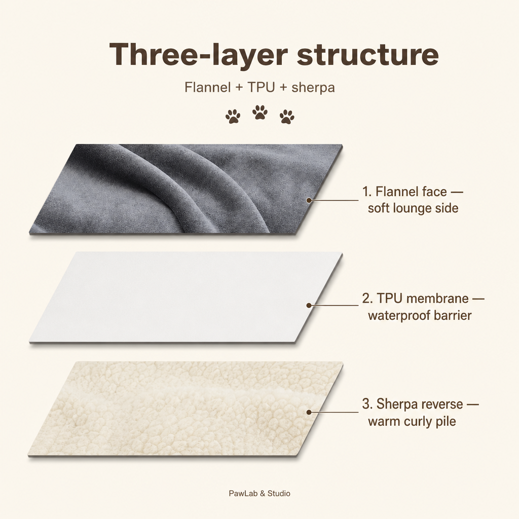 Three-layer structure — flannel TPU sherpa — PawLab