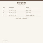 Size guide — S M L cat-ear curtain nest — PawLab