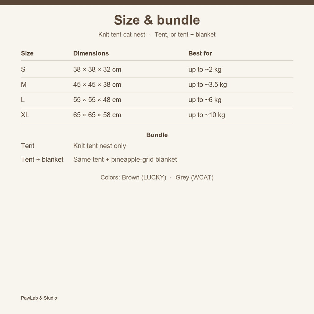 Size & bundle — S to XL, tent or tent + blanket — PawLab