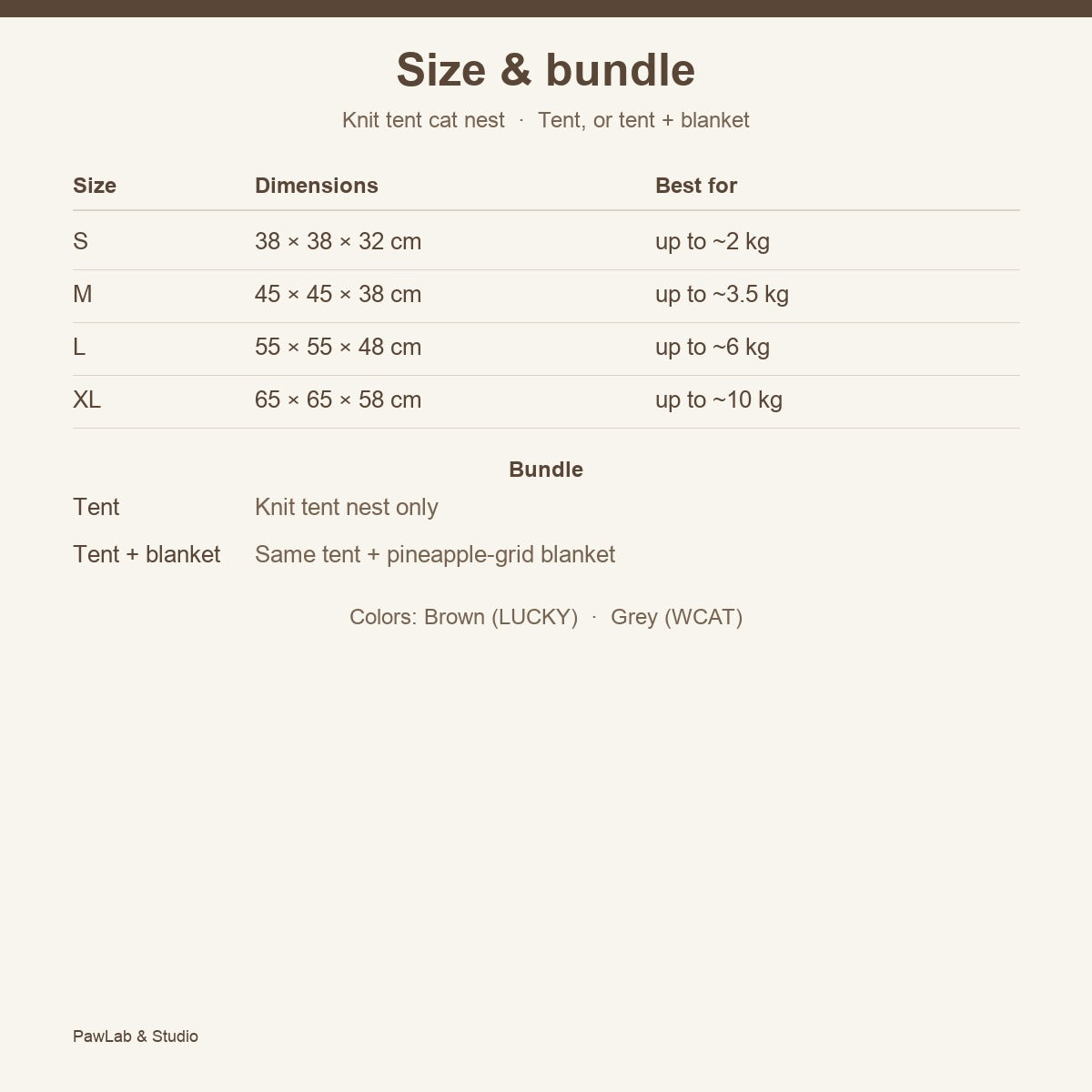 Size & bundle — S to XL, tent or tent + blanket — PawLab