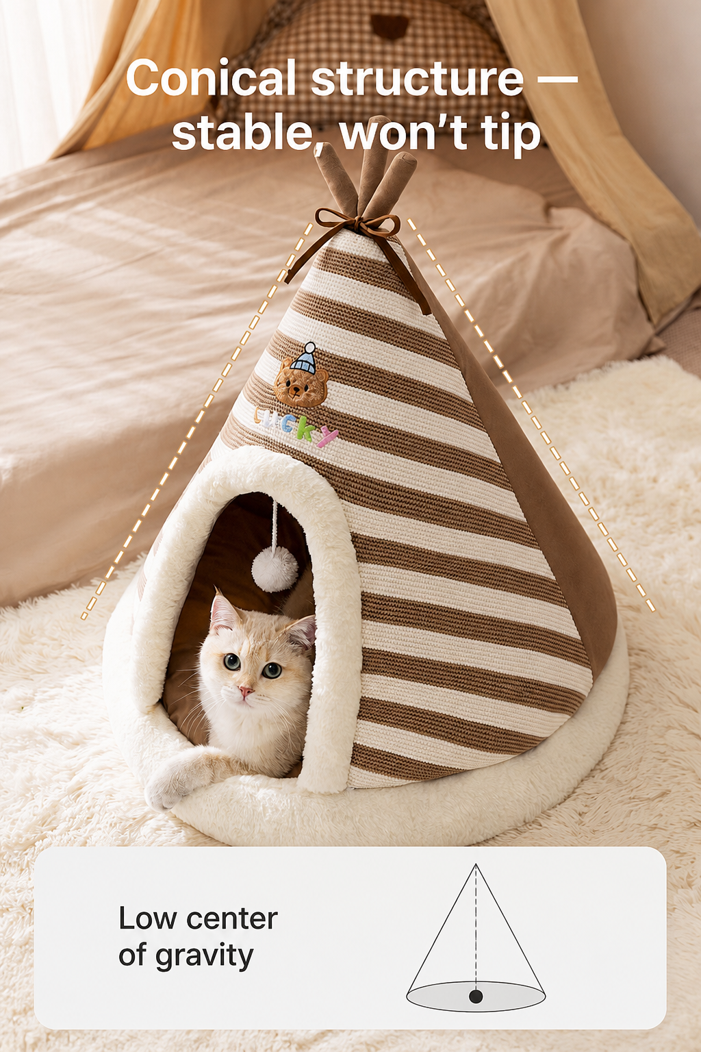 Conical structure — stable, won't tip — PawLab