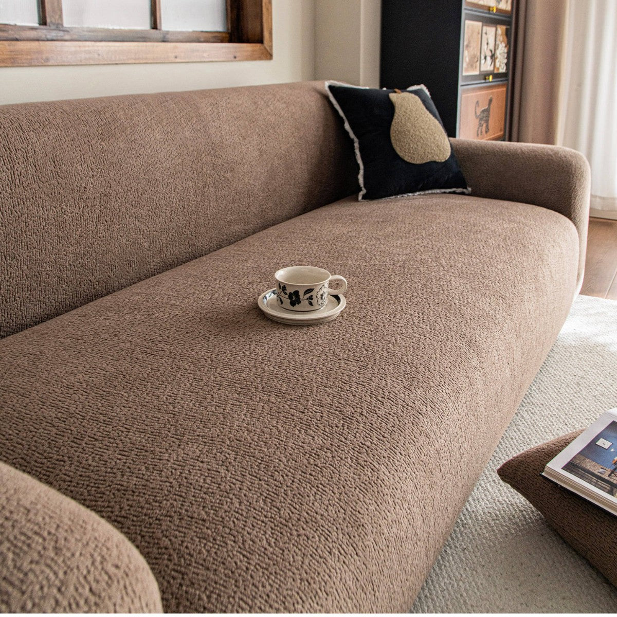Cookie Brown — waffle stretch sofa cover — PawLab