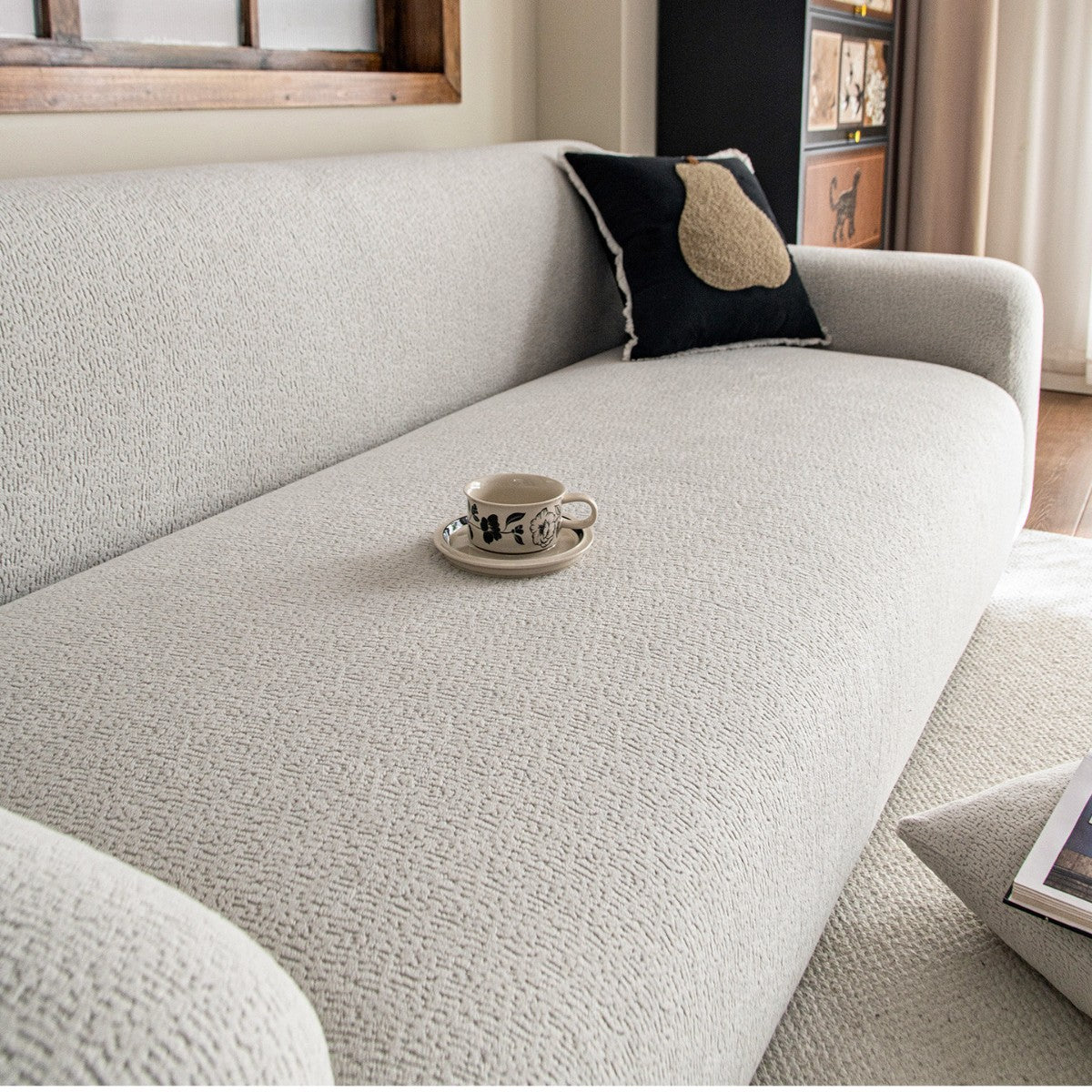 Mist Grey — waffle stretch sofa cover — PawLab