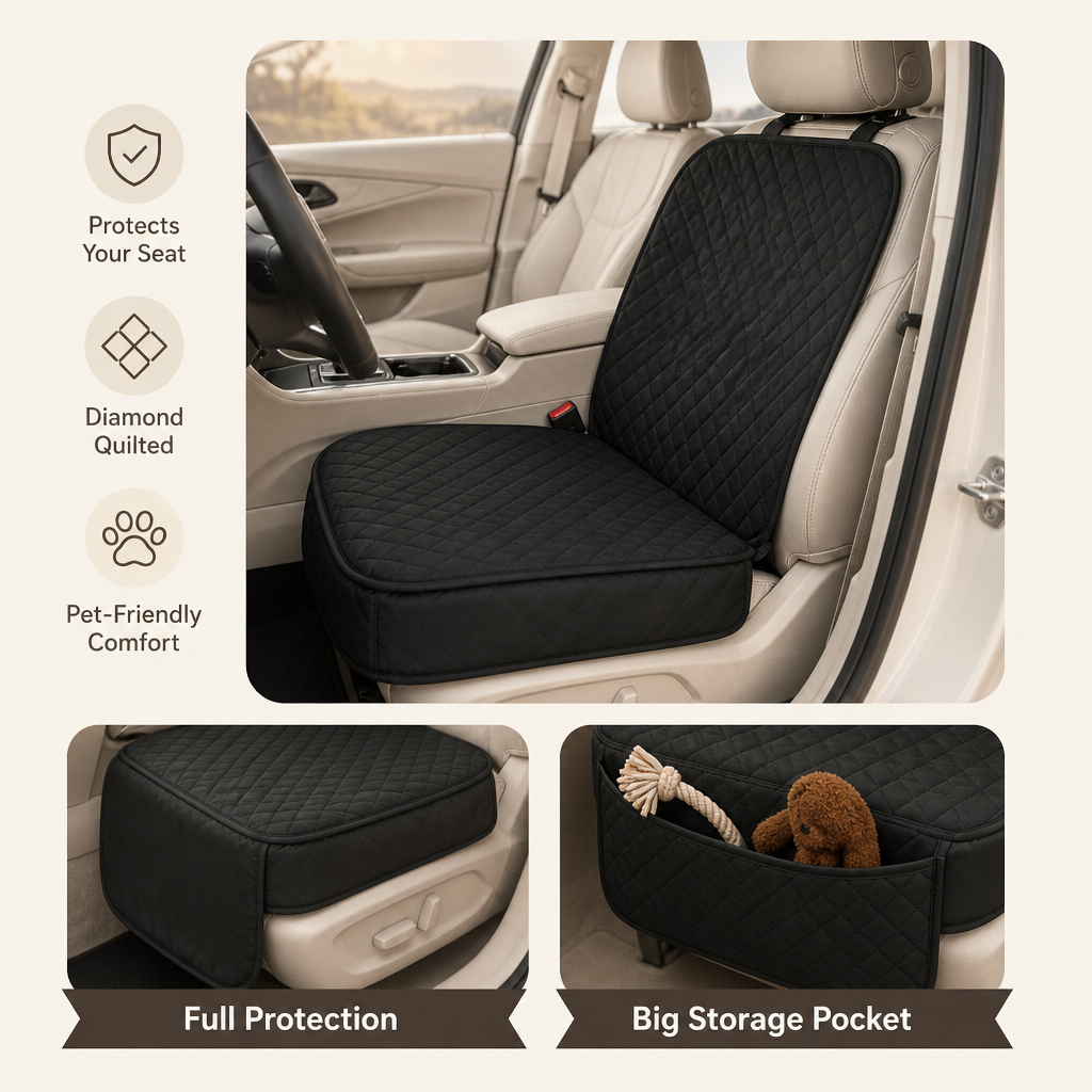 Full protection and big storage pocket — Front-Seat Car Pet Pad — PawLab