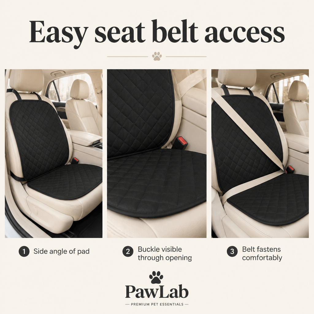 Easy seat belt access — Front-Seat Car Pet Pad — PawLab