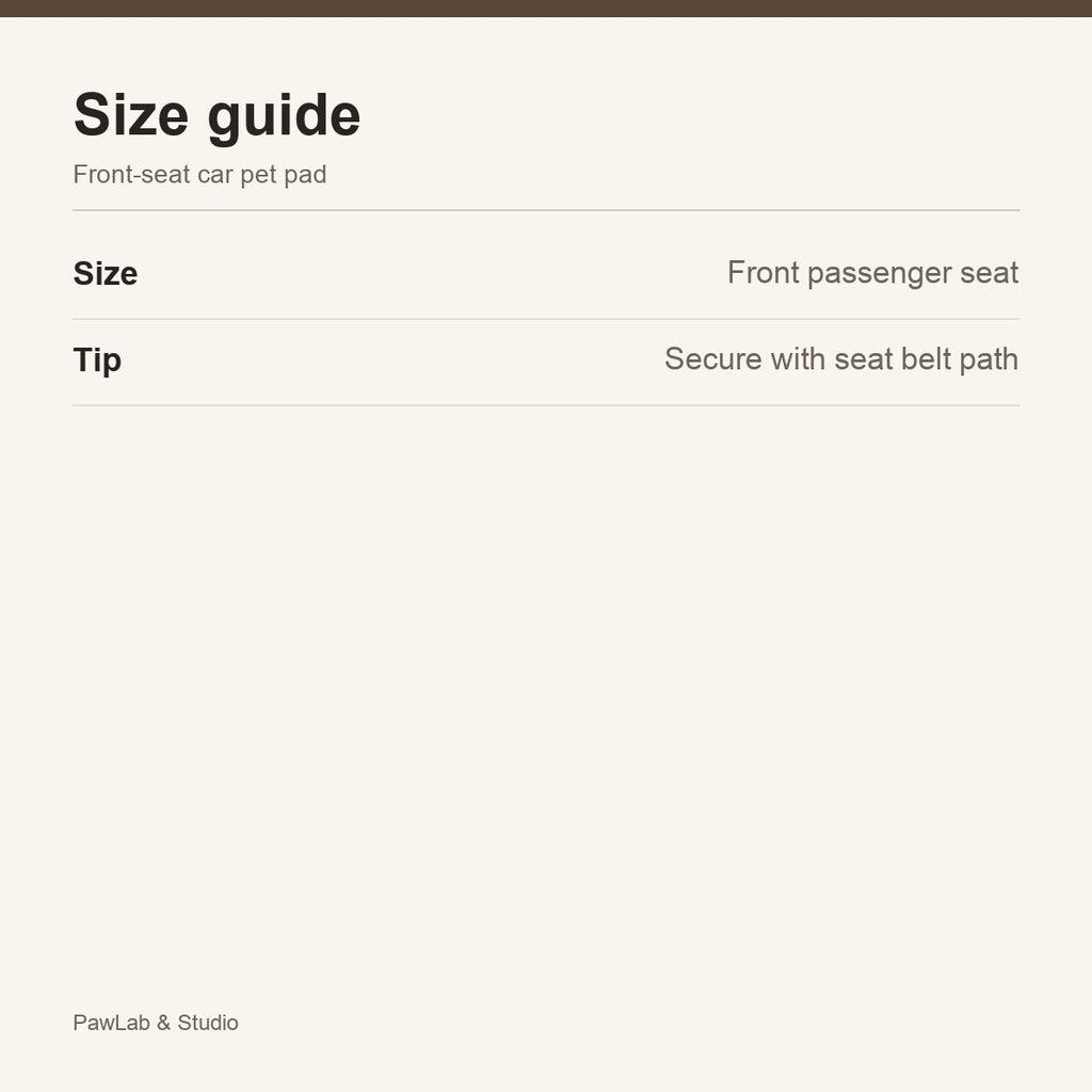 Size guide — Front passenger seat — PawLab