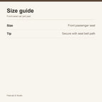 Size guide — Front passenger seat — PawLab