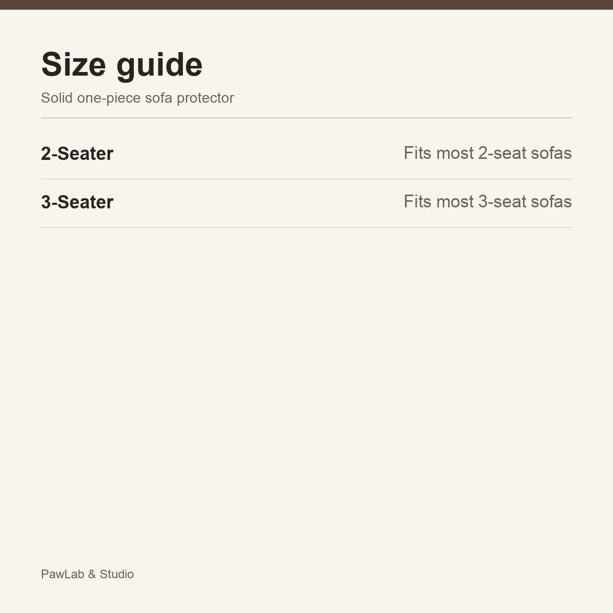 Size guide — 2-Seater / 3-Seater — PawLab