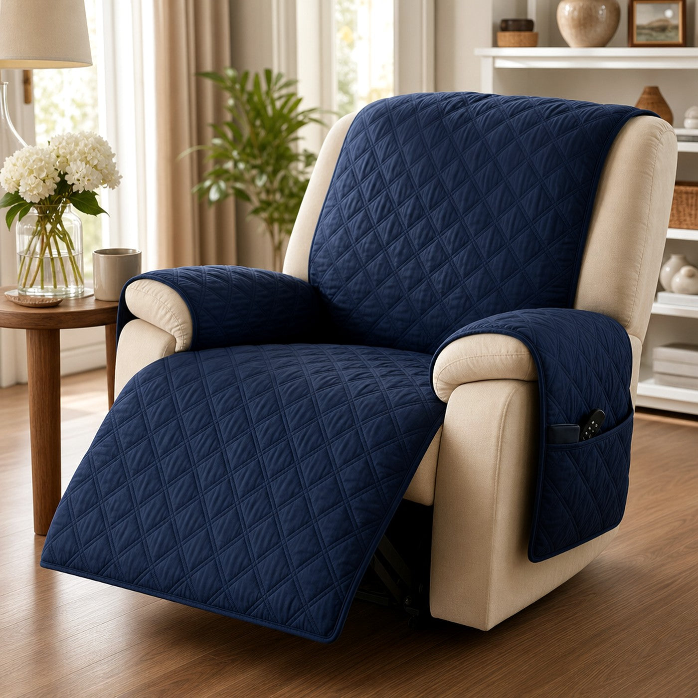 Recliner sofa protector in living room — usage